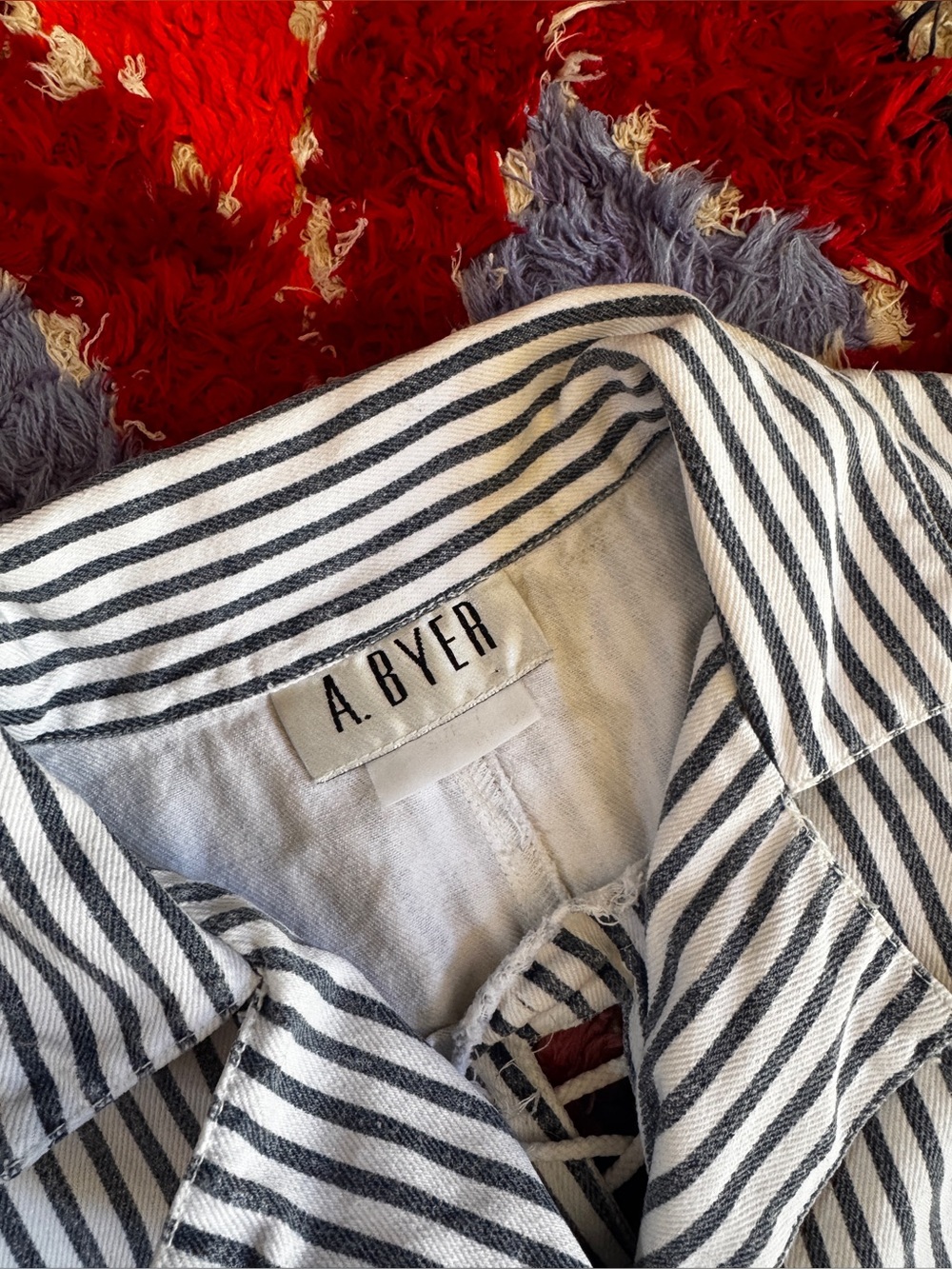 90s Vintage White and Blue Striped Denim Romper Sz Sm - Picture 2 of 10